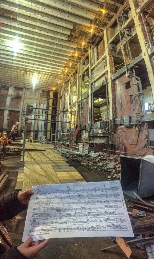 Surveying the deconstructed Stacks area with Chamber Music in hand